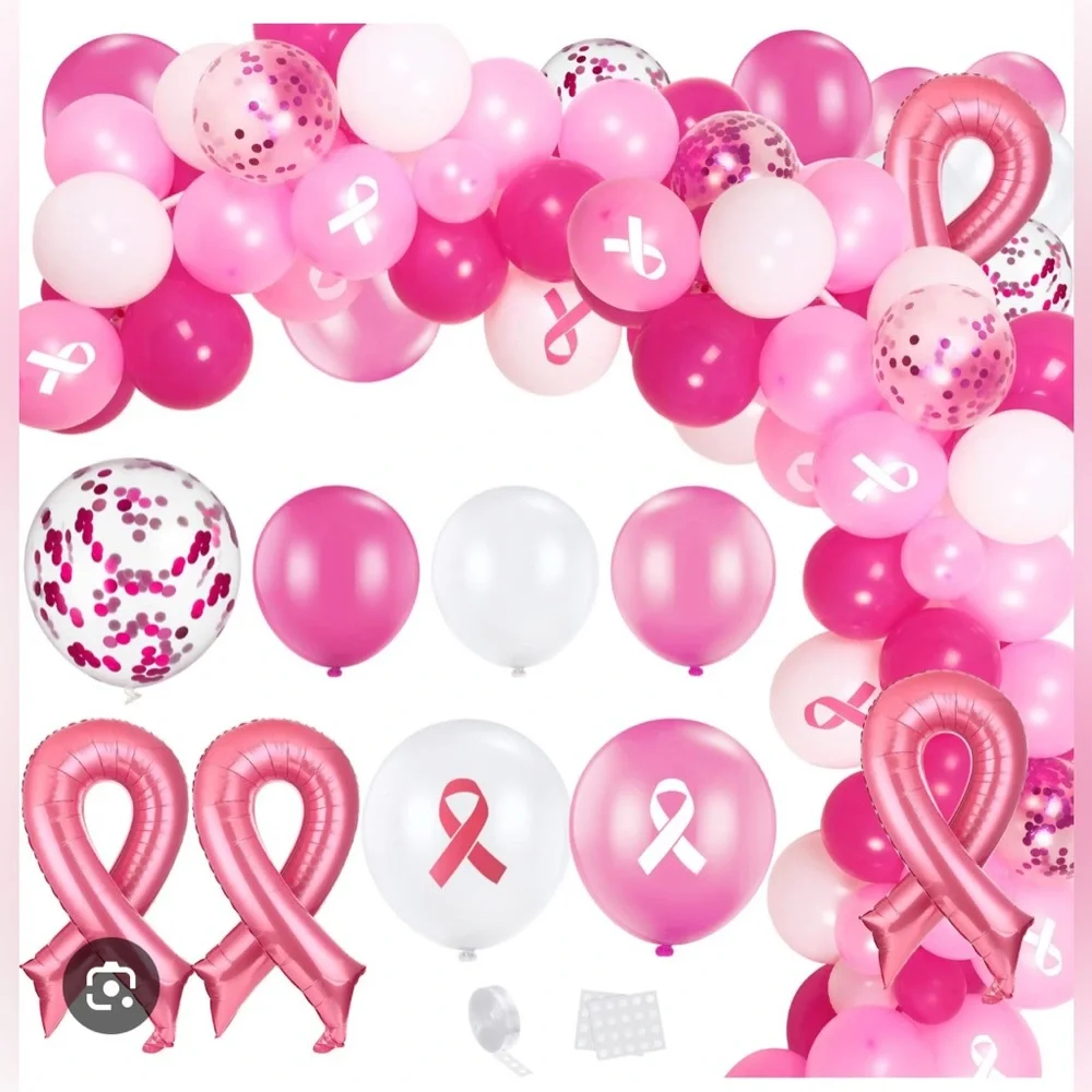 Breast Cancer Awareness Decorations Balloons Arch Garland Kit 130-pieces,Pink